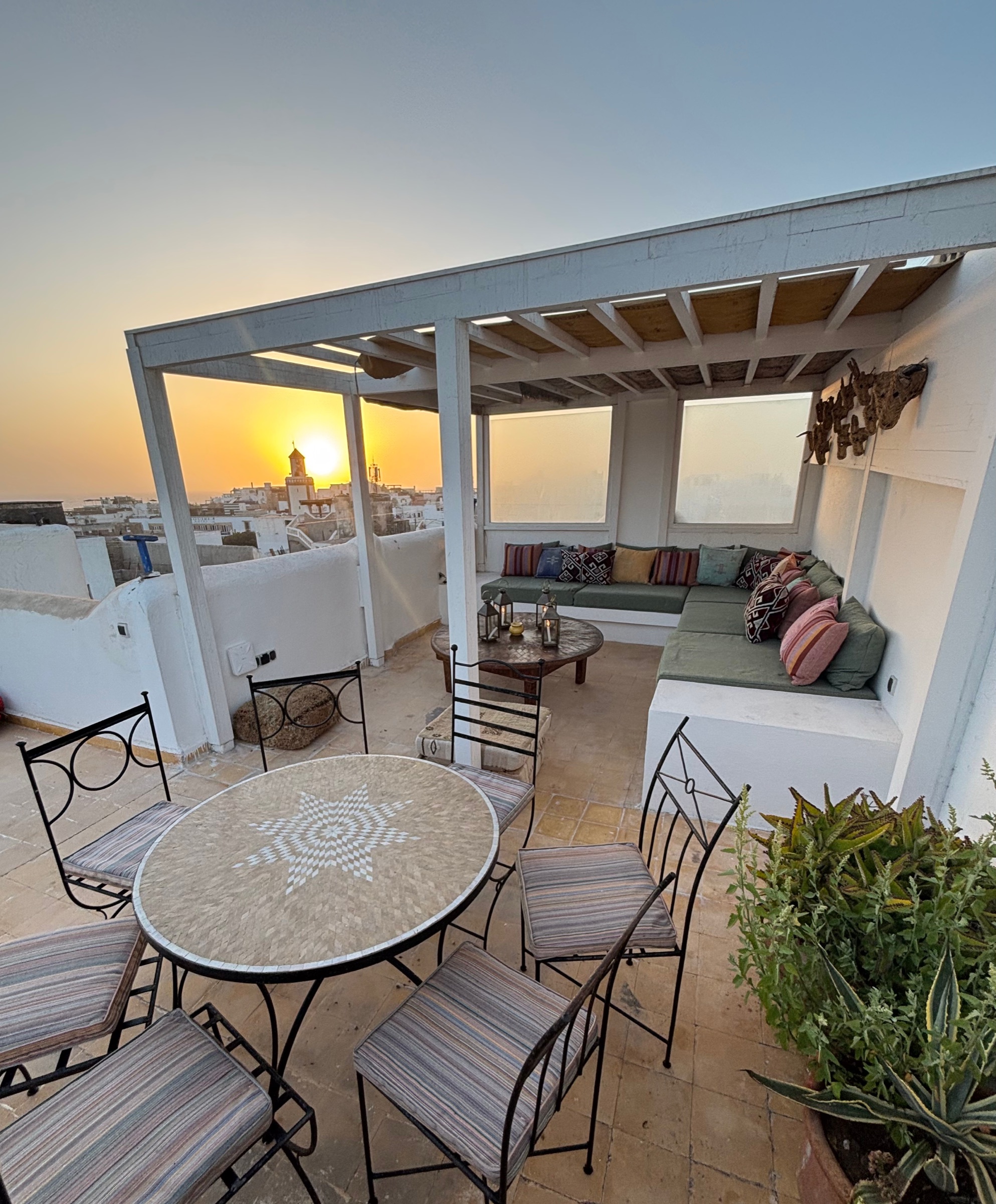 Sunset over the Medina from the rooftop lounge
